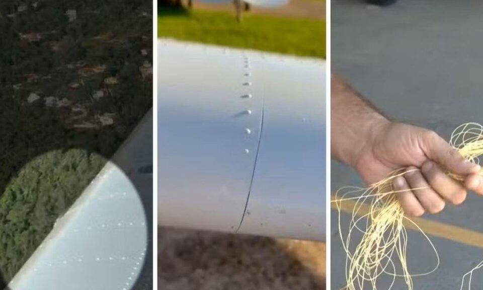 Linha chilena corta asa de avião entre Atibaia e Bragança Paulista